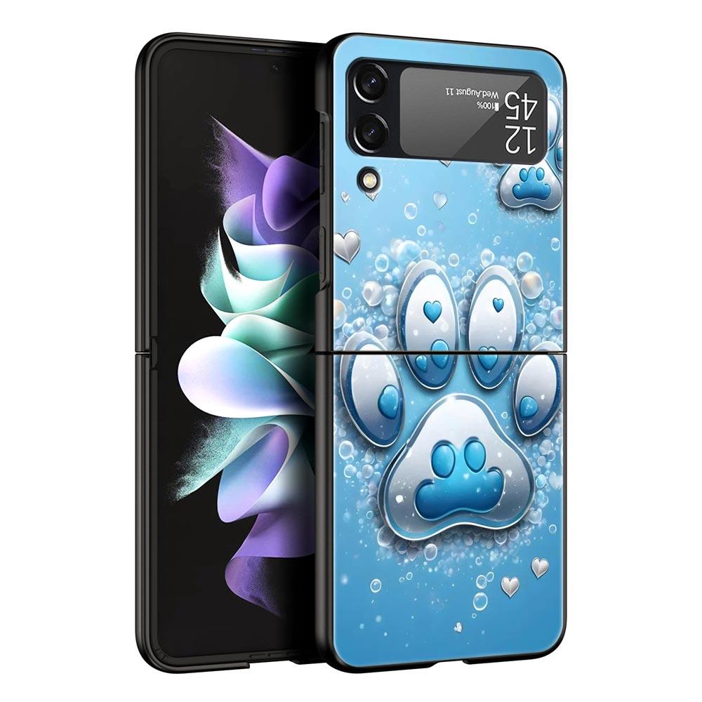 Og Paw Print Aesthetics Hard PC Phone Case For Samsung Galaxy Z Flip 7 6 5 4 Black Cover For Galaxy Z Flip 3 Foldable Fundas Bag