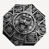 1pc Aztec Calendar Stone Automatic Open/close Umbrella, 8-Rib Sturdy Structure, Portable Travel Umbrella, Parties, Everyday Use, Outdoor Acc