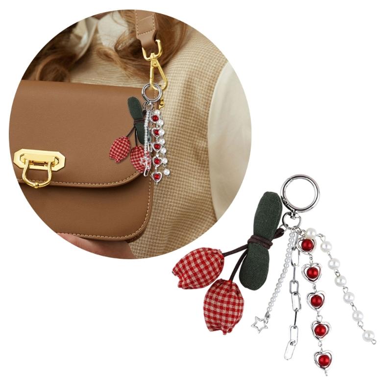 Cherry Shape Keychain Fashion Keyring Pendant Car Key Chain Hanging Ornaments Keyholders Bag Pendant Charm Decorations