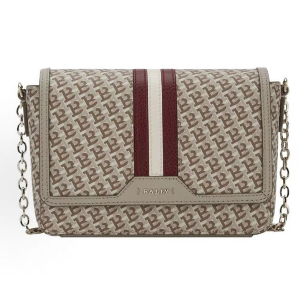 Bally Letter Logo Classic Monogram Flap Chain Shoulder Bag Women Shoulder Bag Khaki 6239378