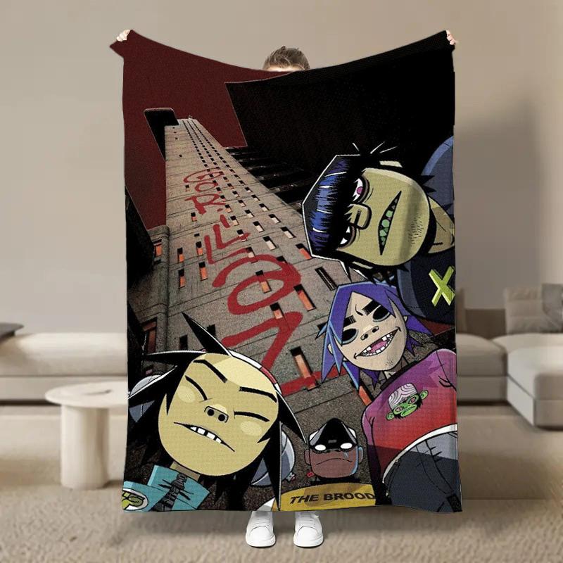 Wirtualny Zespół Rockowy Anime G-Gorillaz Miękkie Kocyki, Koc Grzewczy Komfortowy Koc na Piknik Łóżka Kanapę Domowy Sypialnia