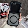 Stylish Big Wave Magnetic Matte Case For Samsung Galaxy Z Flip 3 4 5 6 5G ZFlip5 Flip6 5G Translucent Frosted Back Cover Funda