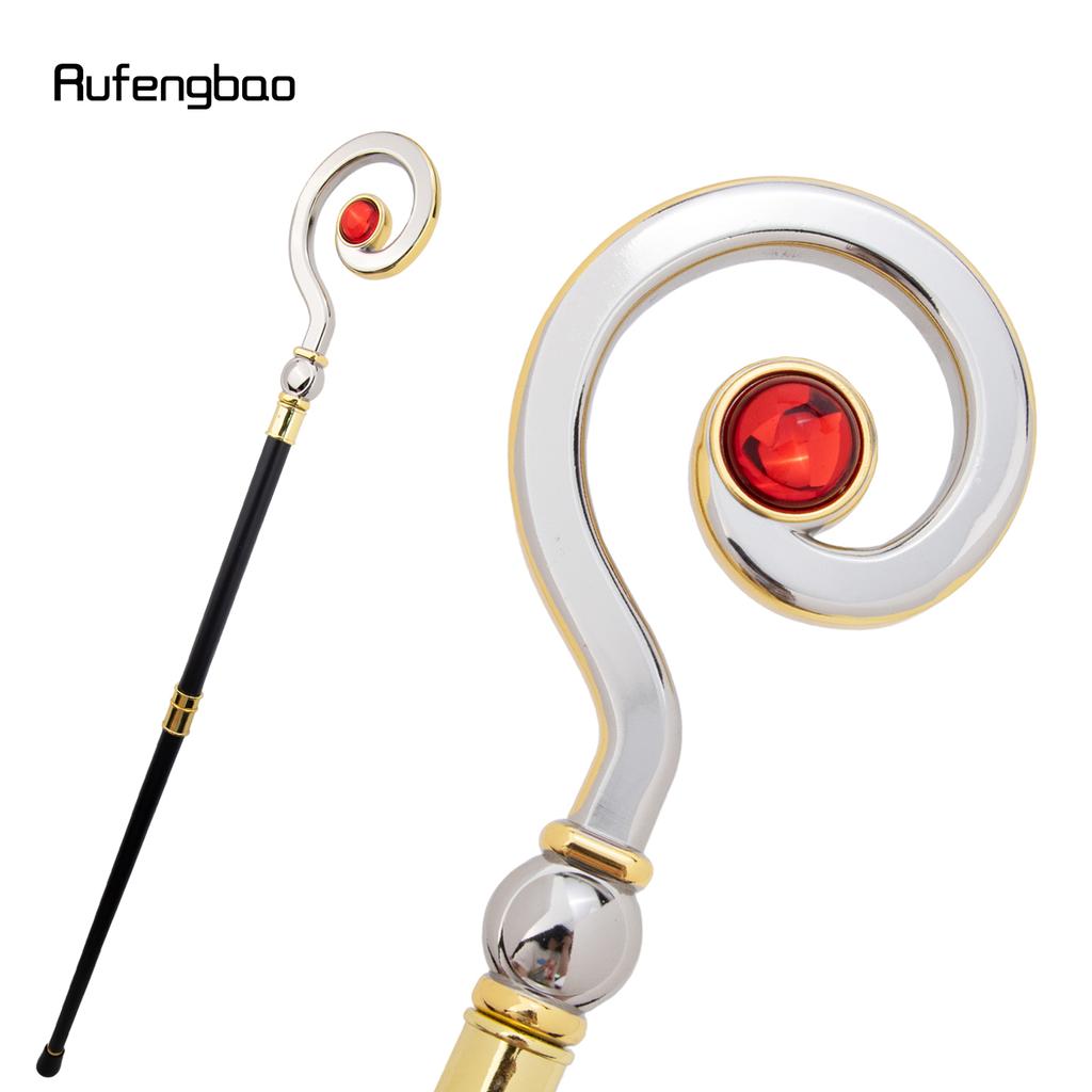 Golden White Hanger Red Diamond Fashion Stick Decorative Cane Elegant Fashion Cane Cosplay Alloy Crosier Vintage Stick 93cm