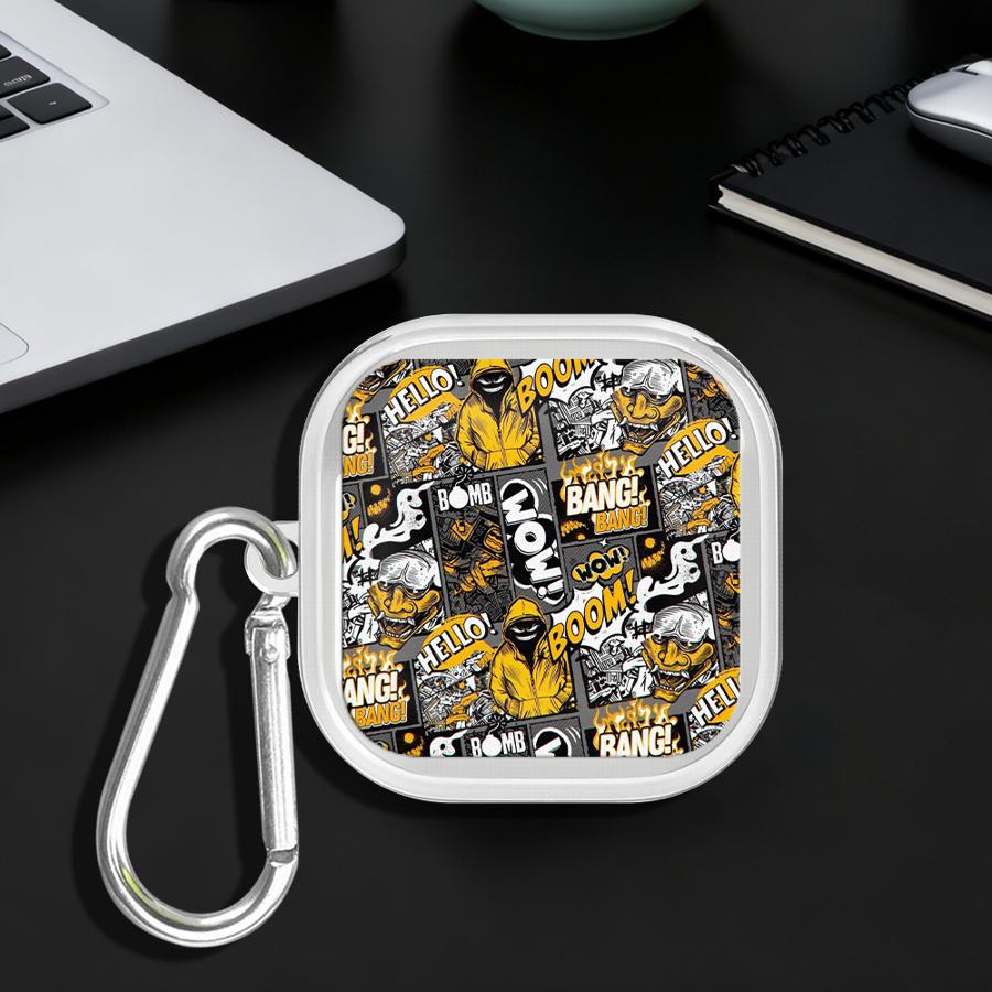 Cool Boom Man Case For Samsung Galaxy Buds 4 Pro 3 FE Live 3Pro 4Pro 2Pro 2 Clear Earphone Cases Cover With Hook