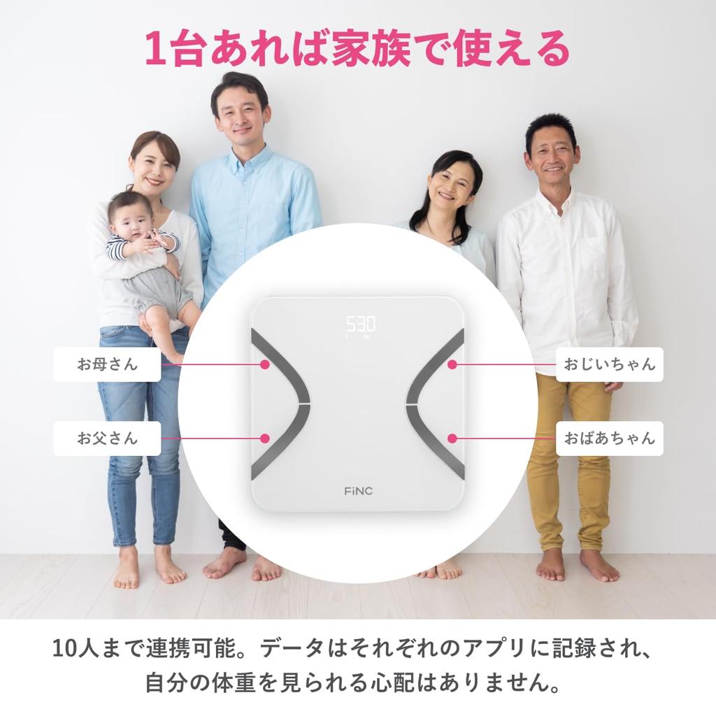 FiNC Original Body Composition Scale Scale Measures 11 SmartScale iPhone Android Compatible Health Meter Karada Scan Made in Japan App Compatible