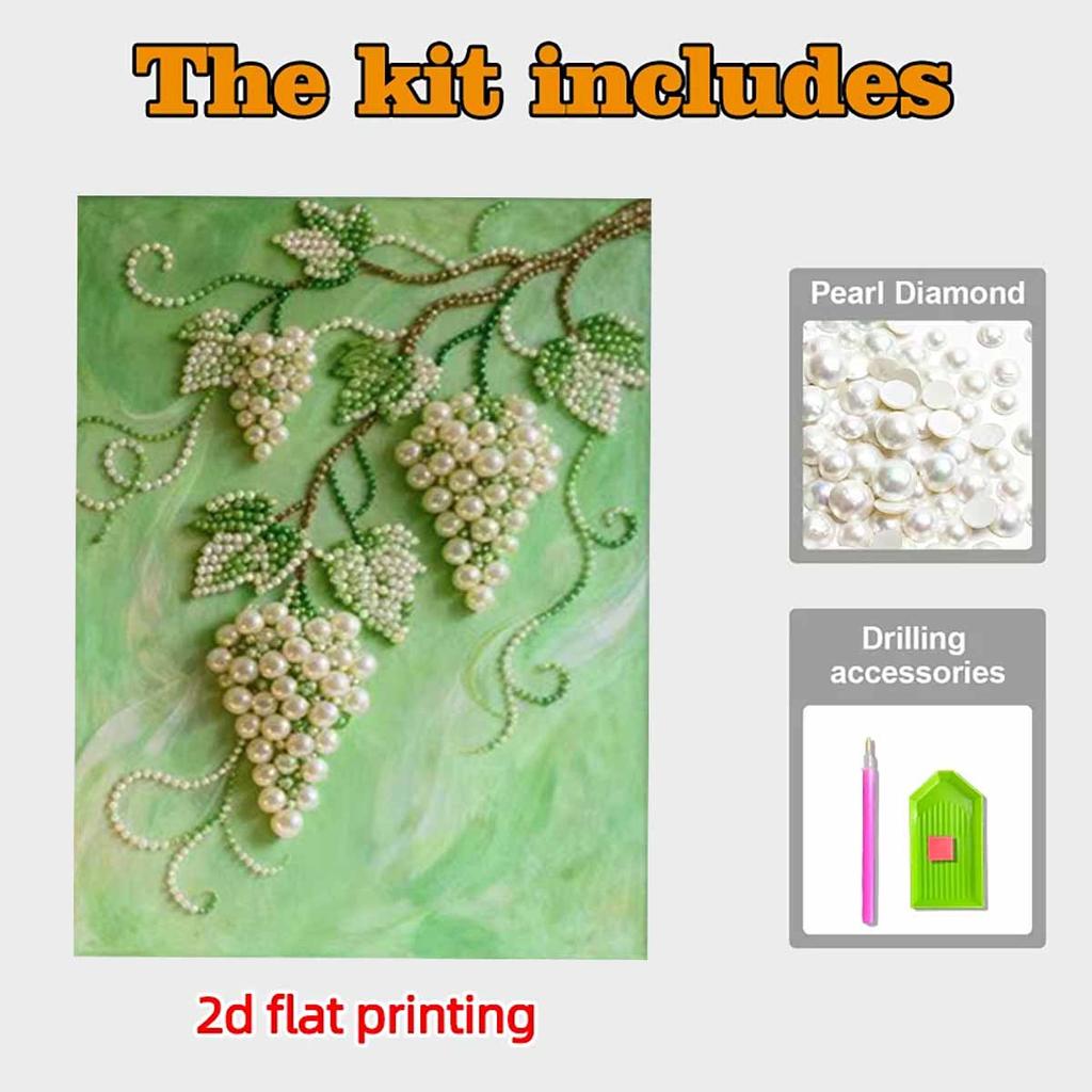 Pearl Grape DIY Diamond Art Kits 15.7x19.6inch Gem Art Diamond Painting Kits Without Frame for Adults Gift Idea Home Wall Decor