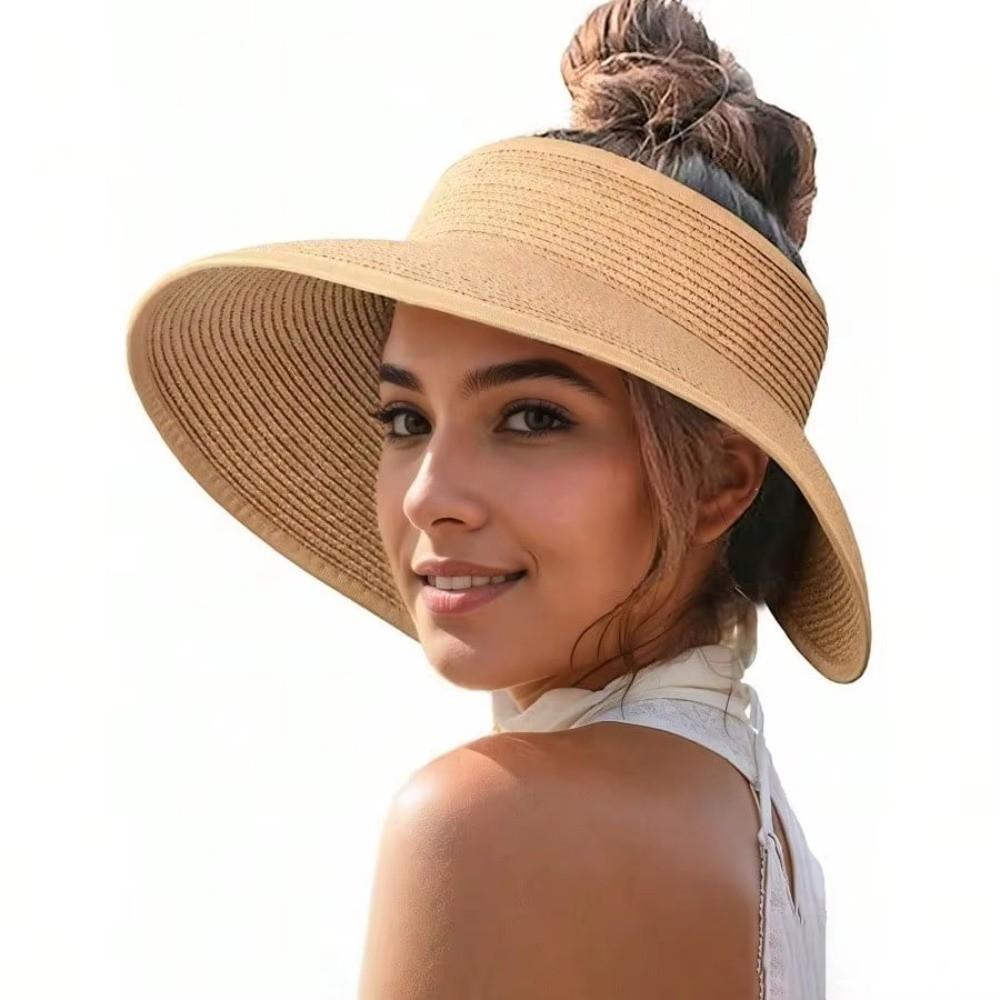Bohemian Style Sun Visor Hat Open Top Straw Hat New Beach Hat for Summer