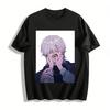 Dark Sick Style Pinch-faced Silver-haired Boy Print Top Niche Anime Style Casual T-shirt Pure Cotton T-shirt