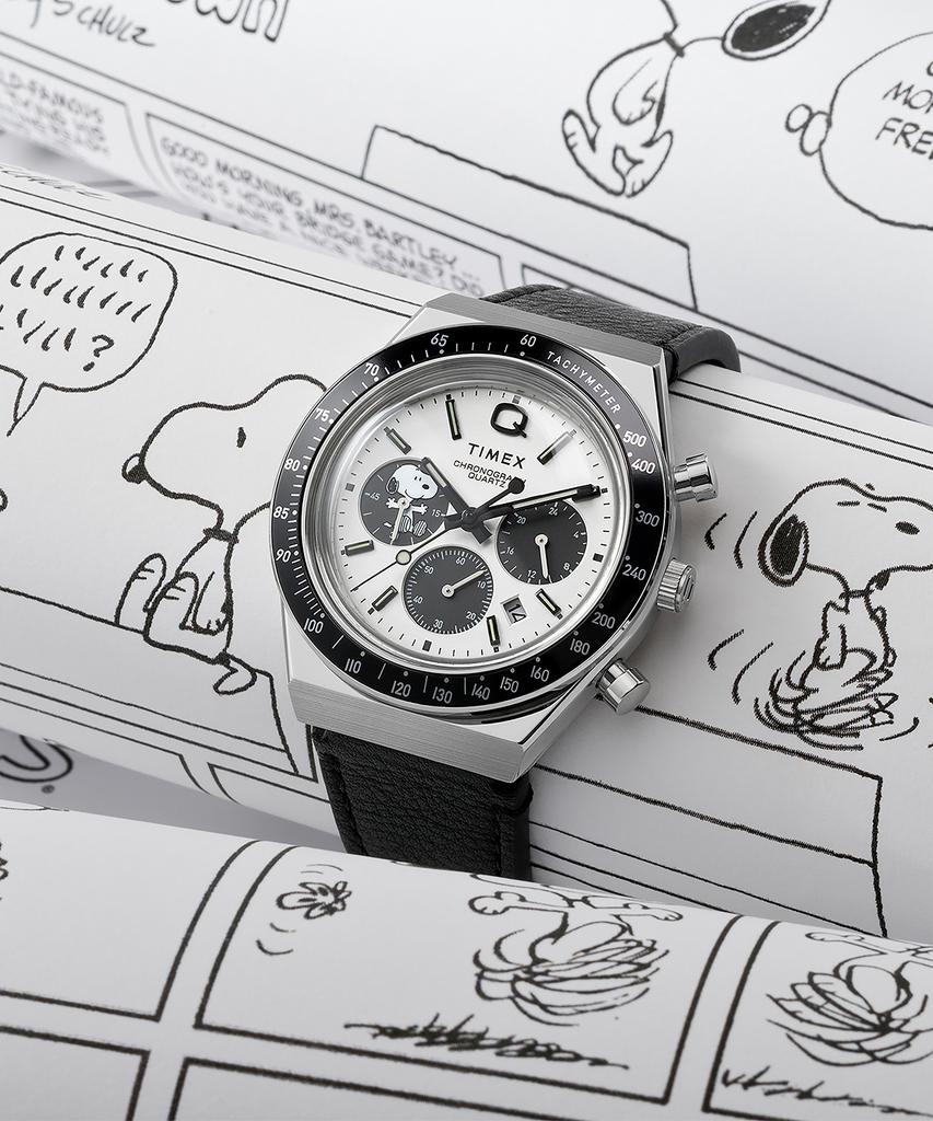 Taimaegseu X Peanuts Q Timex Chronograph Leather Watch 40Mm
