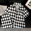 Fashion Light Luxury Black And White Checkerboard Ice Silk Pajamas Women'S Summer High-End Short-Sleeved Suit Loungewear