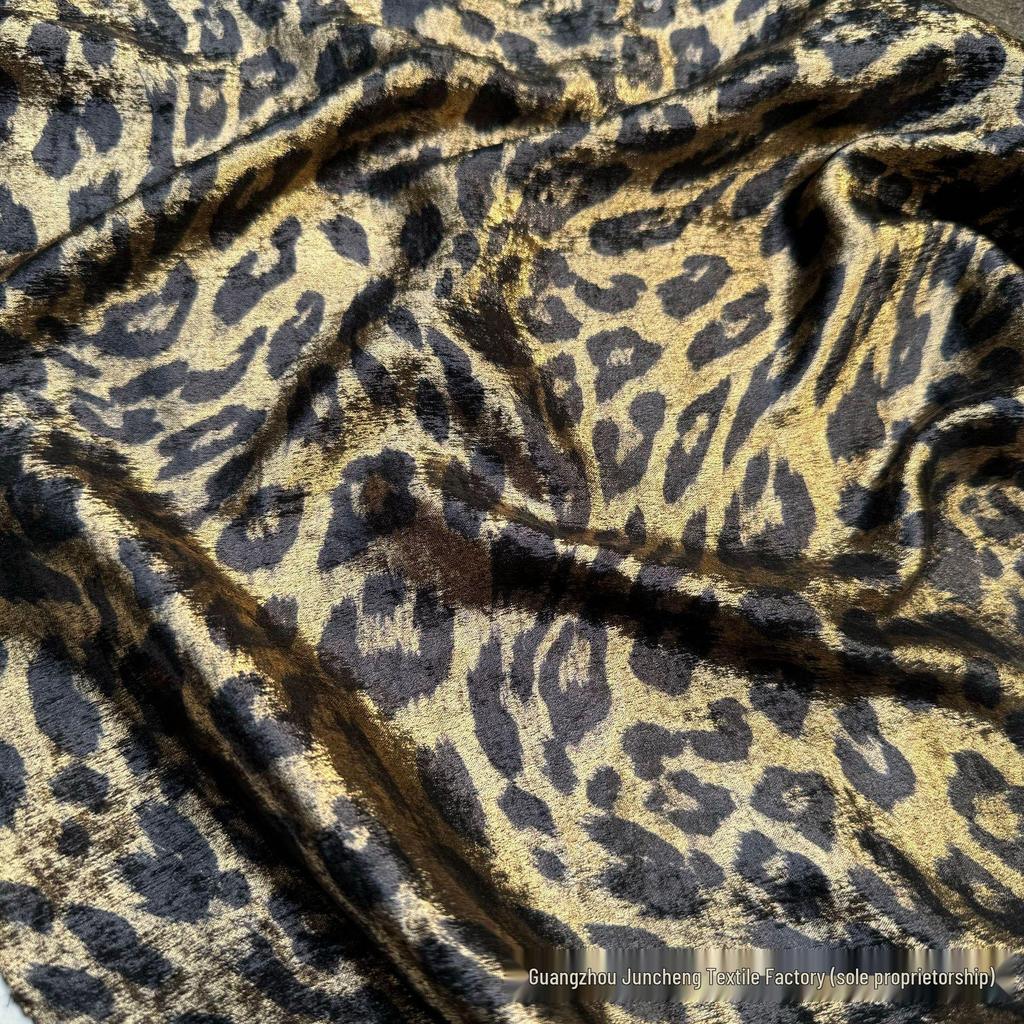Leopard Velvet Metallic Silver Glitter Dress Fabric - Fashion Costume Performance Material