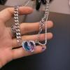 Sweet and Cool Two-color Love Necklace Ins Trendy Hip-hop Babes Accessories Niche Design Sense Collarbone Chain Women's Sweater Accessories