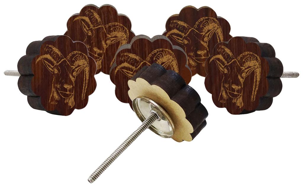 IBA Indianbeautifulart Brown Engraved Knobs Furniture Knobs Cabinet Drawer Pull Pack