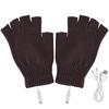 Women Men USB Electric Heated Gloves Winter Warm Outdoor Gloves Fingerless 5V Rechargable for Sports Skiing for Running Cycling