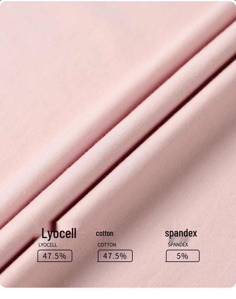 Lyocell Women's Summer Short Sleeve Pajama Set with Chest Pads - Casual Plus Size Home Wear