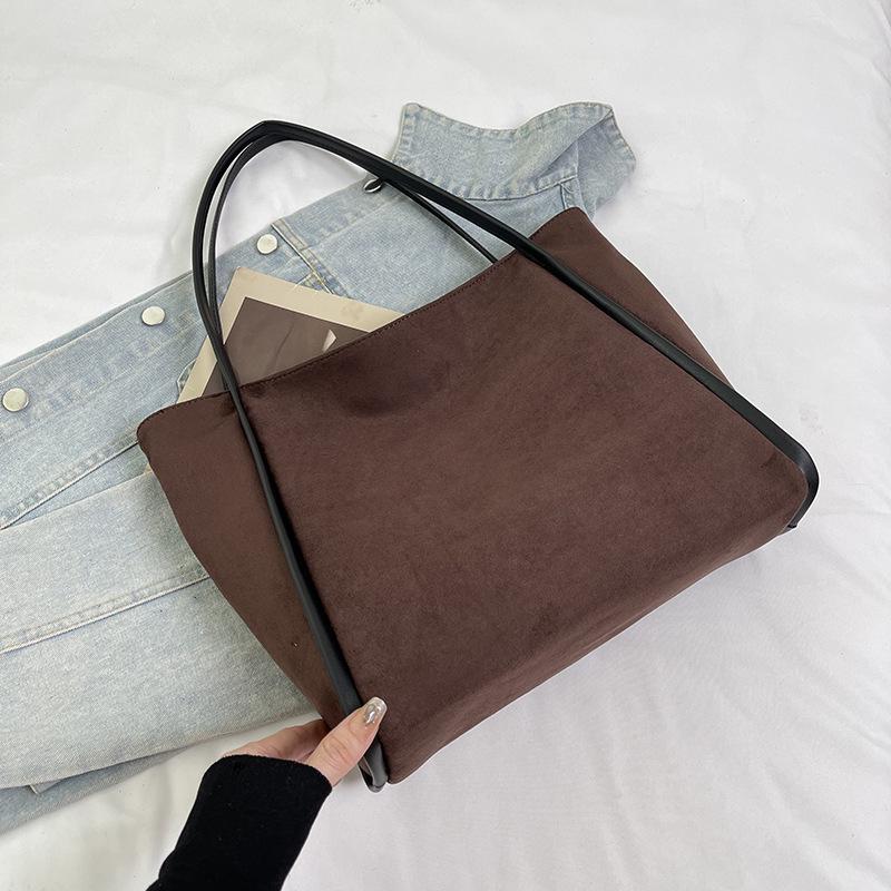 Retro Suede Versatile Shoulder Tote - High-End Fashionable Large Capacity Bag