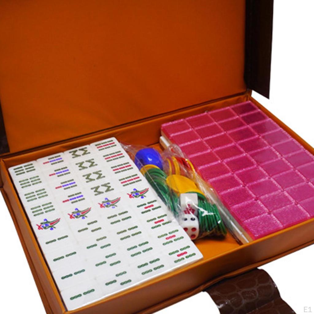 Mini Chinese Guangdong Mahjong Set, Acrylic with Storage Case for Leisure