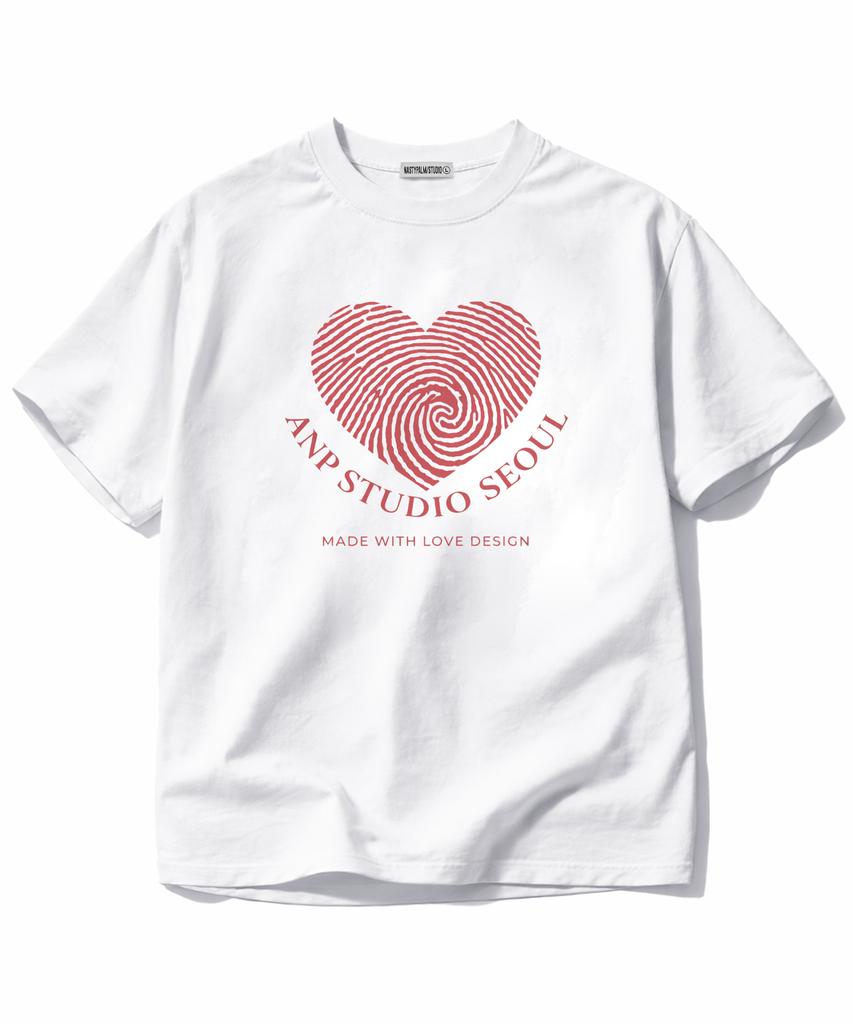 NP STUDIO Heart Stamp Oversized Short Sleeve T-Shirt [ White ]