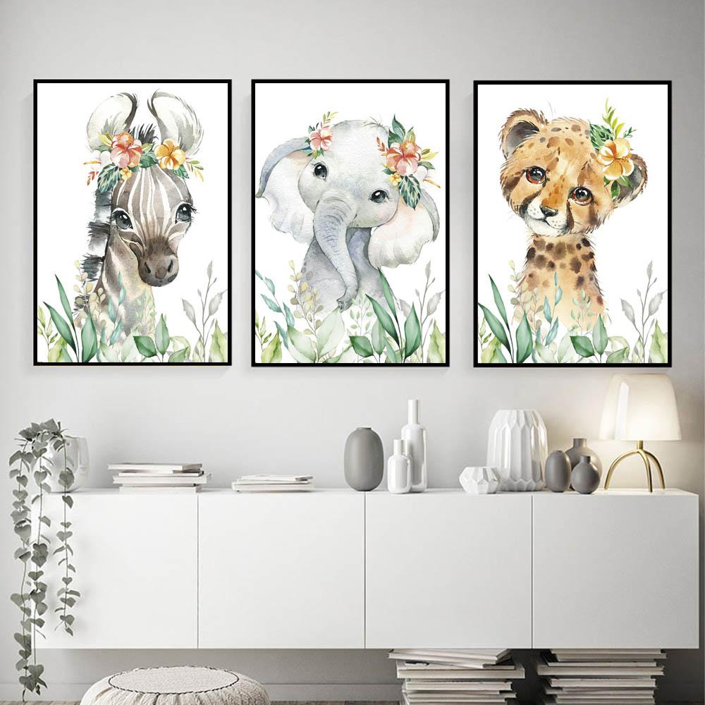 Graffiti Art Animal Canvas Painting Funny Pony Elephant Tiger Wall Art Poster Living Room Bedroom Home Decoration Mural No Frame