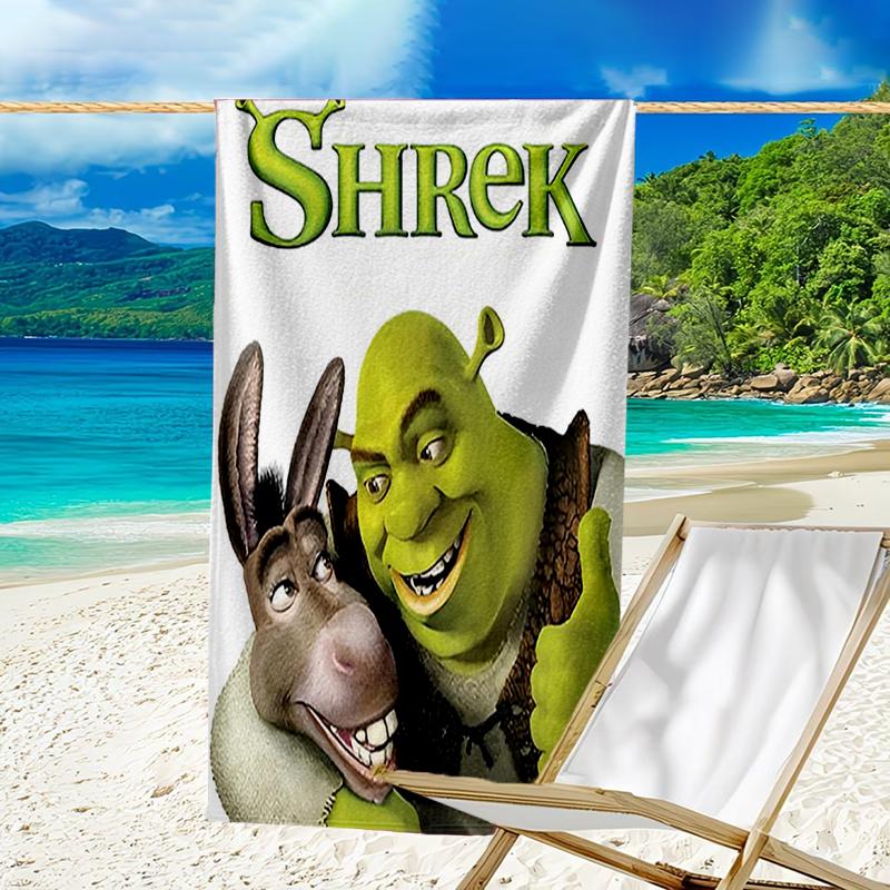Asciugamano da Spiaggia Ultra Morbido a Tema Shrek, Ideale per Piscina - Campeggio, Immersioni - Essenziale da Viaggio Perfetto, Asciugamano da Spiaggia Vivace.