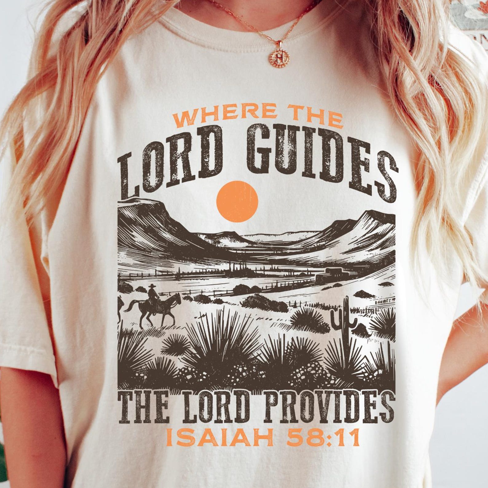 Retro Christian Comfort Colors® Shirt, Where The Lord Guides The Lord Provides T-Shirt, Isaiah 58:11 Shirt, Vintage Western Christian Tee S