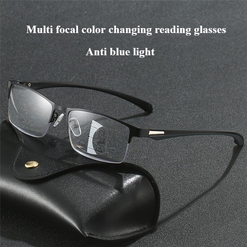 Fotokromiske multifokale lesebriller med både nær- og fjernfunksjoner, intelligent zoom og anti-blått lys-briller