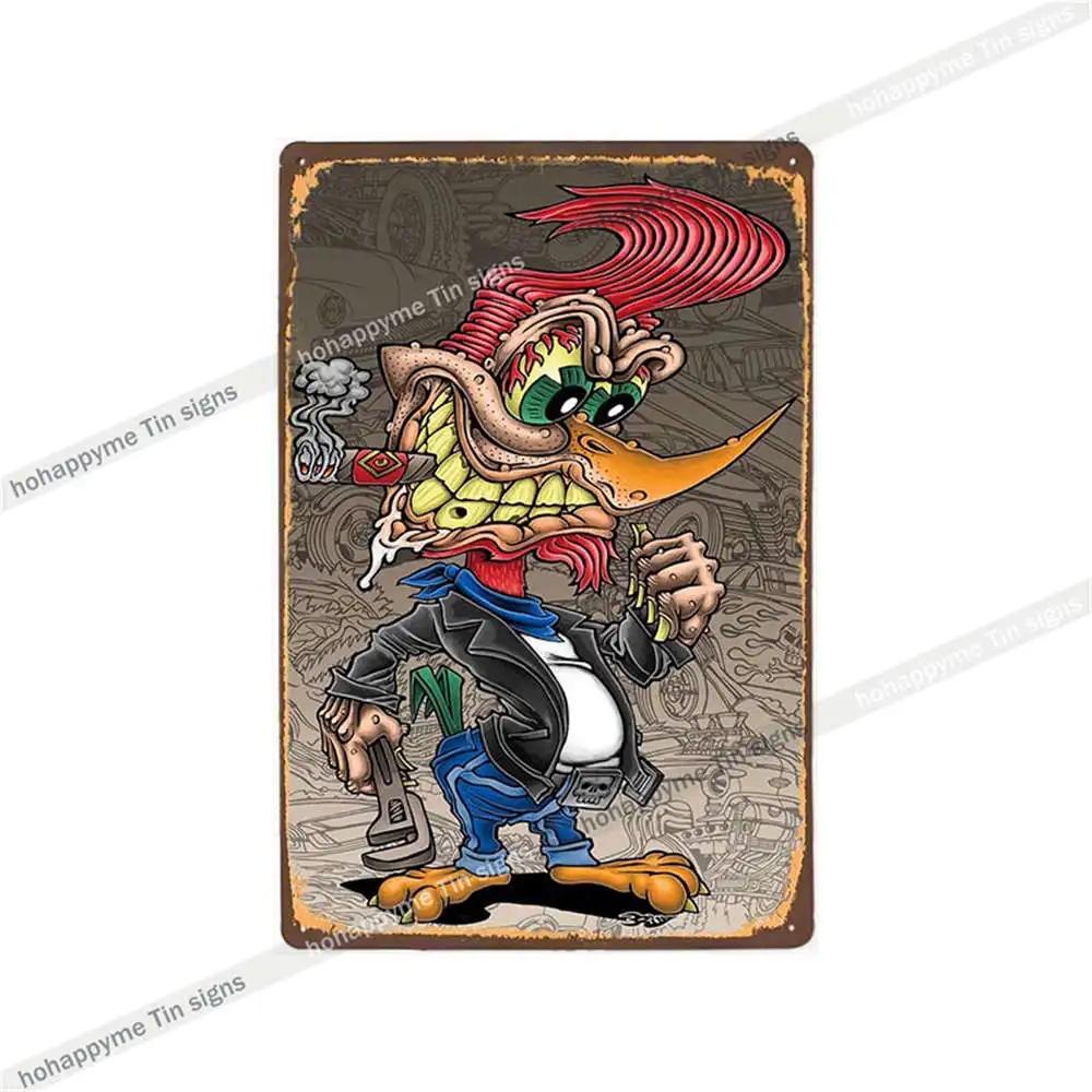 Decor Rat Fink Metal Vintage Sign Retro Decorative Plaque Garage Man Cave Bar Pub Club Tin Painting Home Living Poster 20x30c