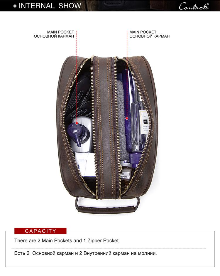 CONTACT'S Taštička na kosmetiku z pravé kůže ve vintage stylu pro muže, kosmetická taštička, cestovní taštička, pánská toaletní taštička, taštička na mytí