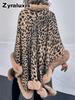 Women's Leopard Print Faux Fur Hoodie with Warm Sherpa Lining for Fall Winter Casual Wear