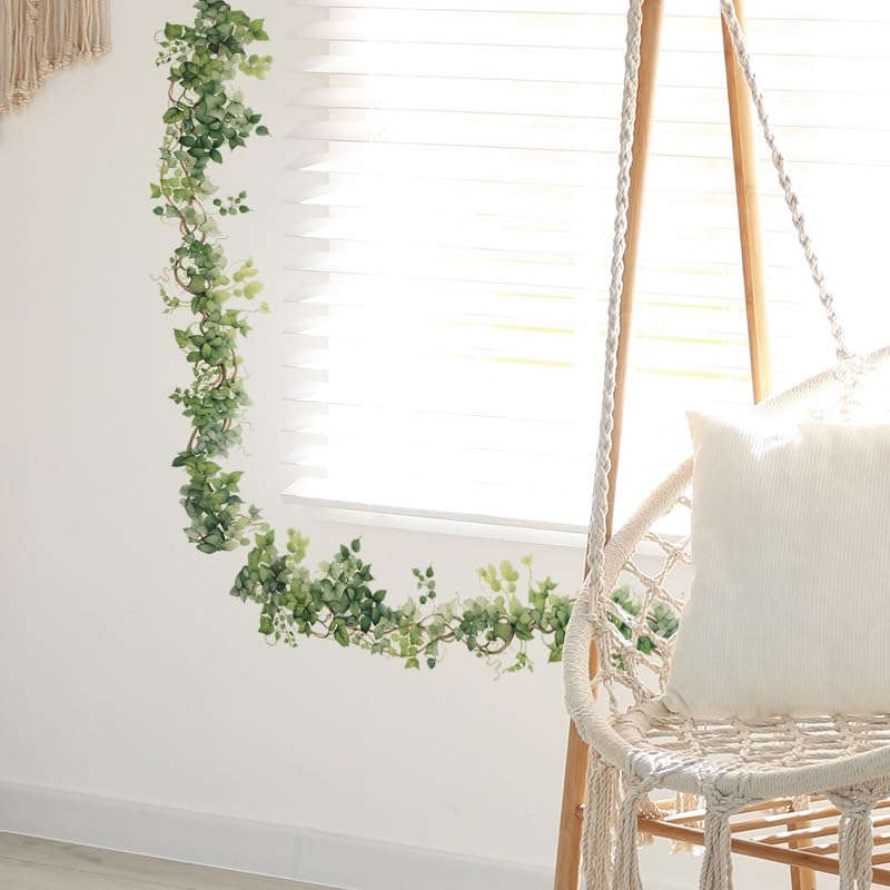 Green Leaves Rattan Wall Sticker Nordic Style Plant Wall Decal