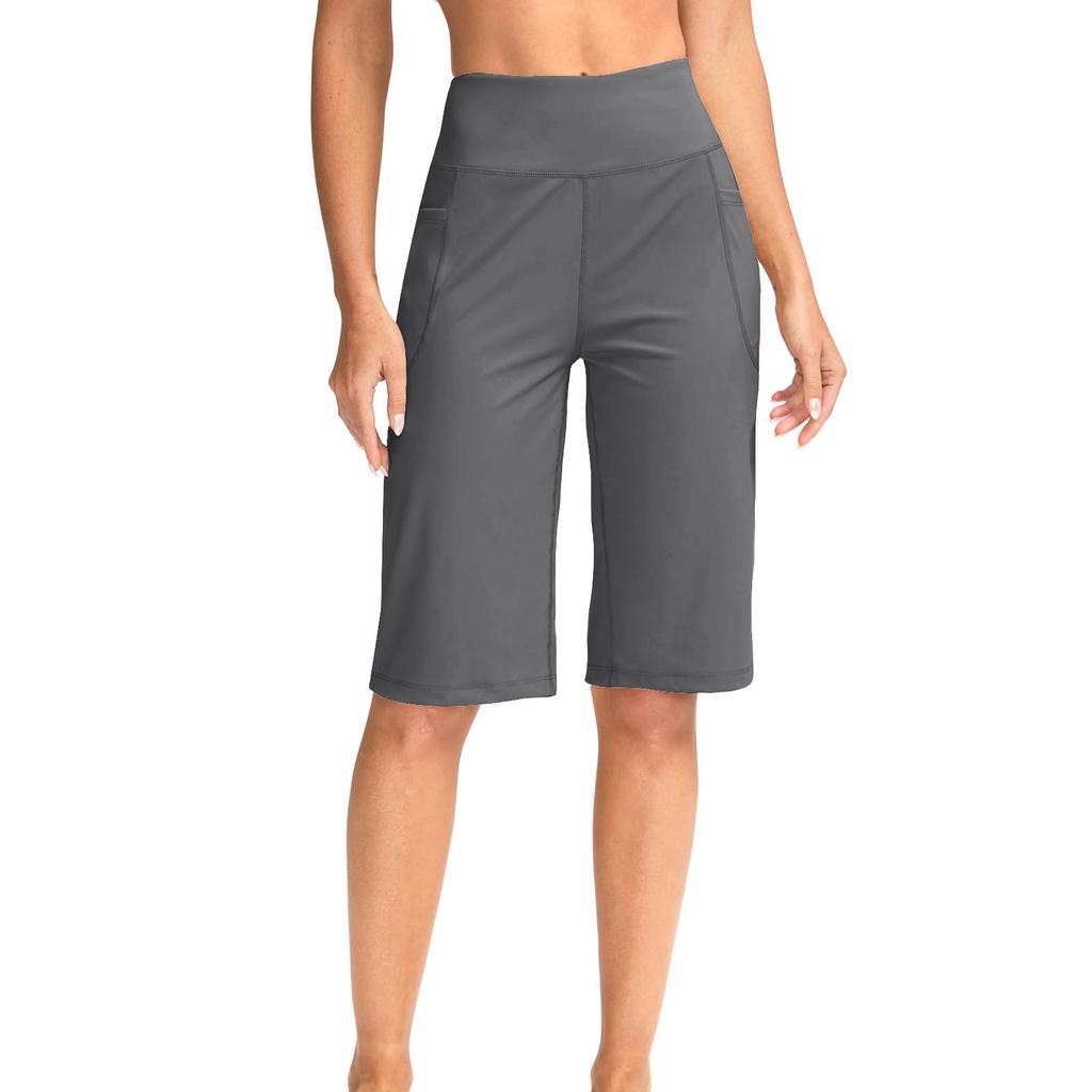 Women's Fashion Solid Colour Loose Pocket Sports Casual 5/10 Yoga Shorts