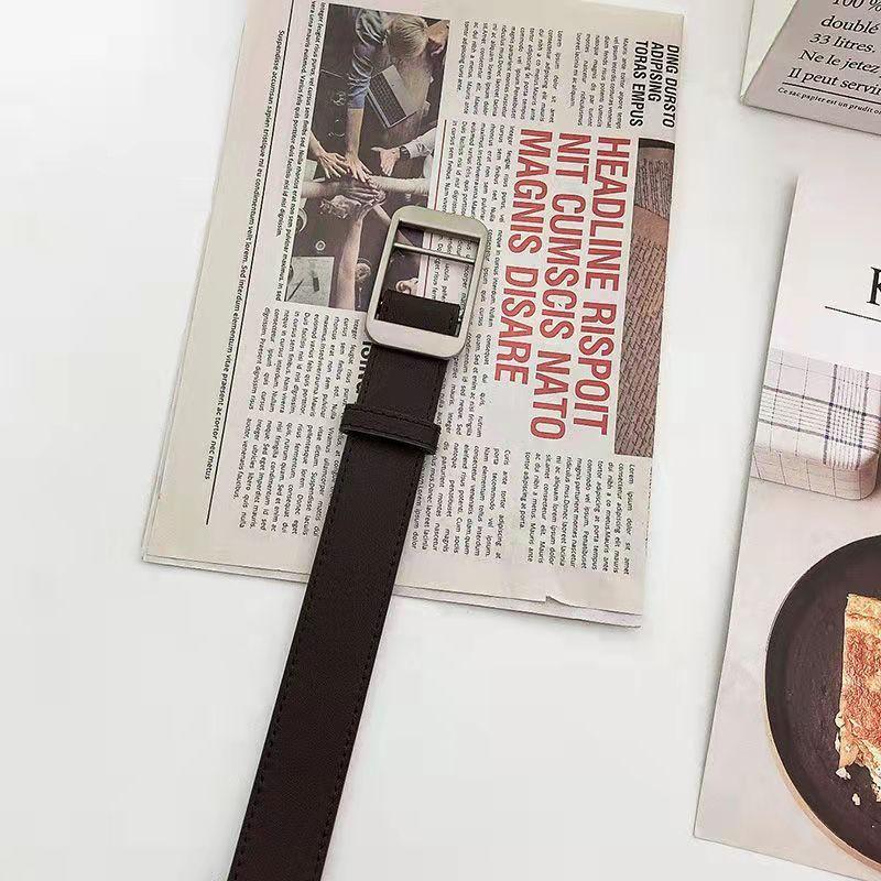 

Retro Womens Inspired Square Buckle Belt With No Holes Available In Classic Black And Coffee Colors кофейный