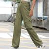 Women's Casual Street Style Multi-pocket Straight High Waist Slim Wide Leg Work Trousers