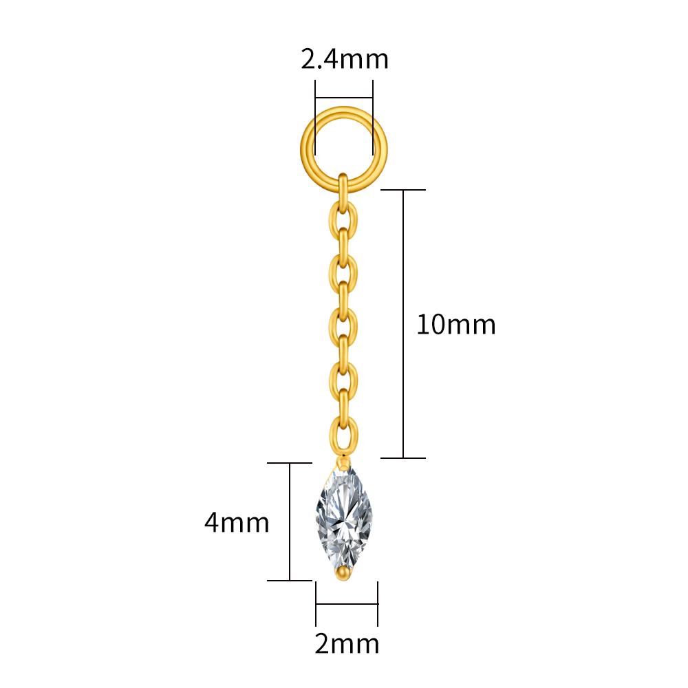 

Right Grand ASTM F136 Titanium Earring Chain with Dangling Marquise CZ Charm for Labret Stud Hoop Nose Clicker Piercing Jewelry Round&Earrings&Ears золотой