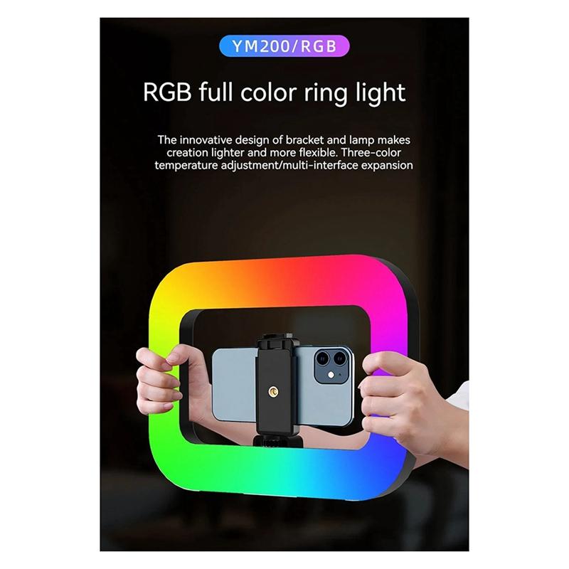 Rgb Handheld Rechargeable Led Ring Fill Light Portable Desktop Selfie Light For Phone Live Broadcast Photography