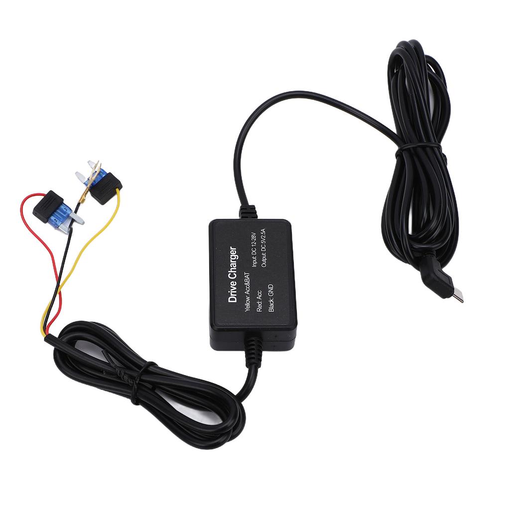 Car Cam Hardwire Kit 12-28V To 5V 2.5A with Low Voltage Type-C Hardwire Kit for 24 Hour Parking Monitoring