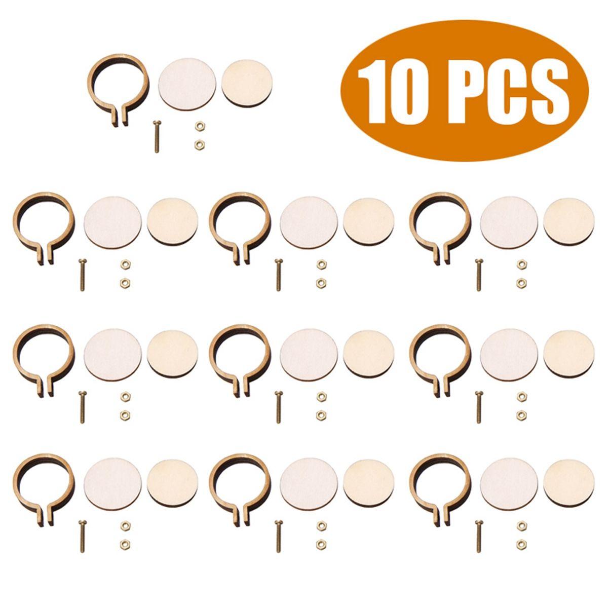 

10pcs/set Round Hand Crafts Sewing Kits Wooden Pendant Frame Cross Stitch Tools Hoop Ring 25mm
