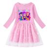 Girls Kpop Mira Zoey Rumi Hunters Printed Casual Mesh Dress