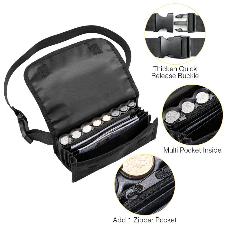 Multi Pocket Waist Bag Euro Coin Holder Portable Coin Storage Money Box Wallet Purse For Waiter Driver Cash Money Phone Safe