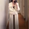Herbst und Winter Mohair Strickmantel Mantel Damen High-End Gürtel Locker Fauler Stil Langer Pullover Cardigan
