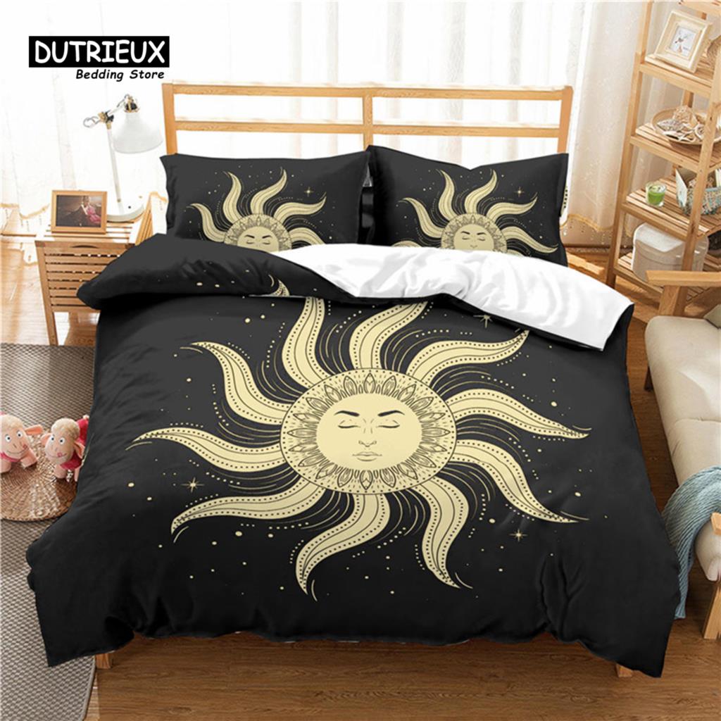 Comforter Luxury 3D Sun And Moon Print Home Living Comfortable Kid Bedding Set Queen And King Eu/Us/Au/Uk Size