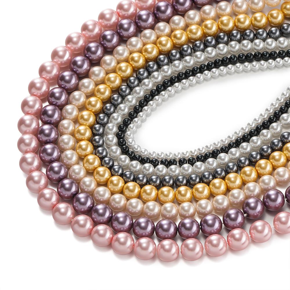 1Strand 4-10mm About 39-96pcs Glass Artificial Pearl Round Spacer Loose Beads for DIY Jewelry Bracelets Necklaces Making Supplie