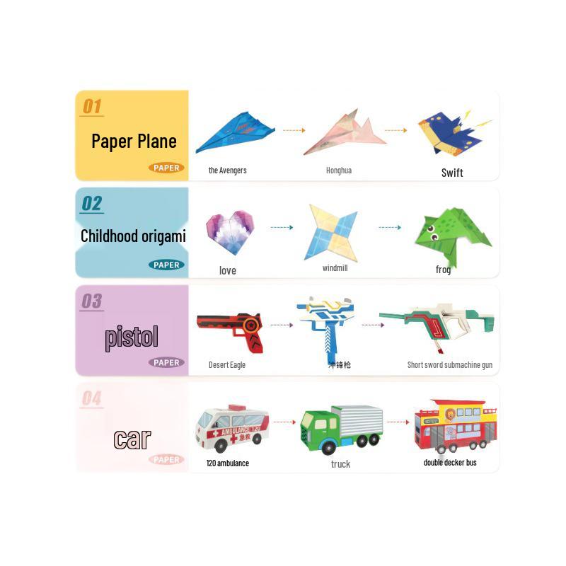 Children's 3D Paper Airplane Origami Puzzle and Training Book
