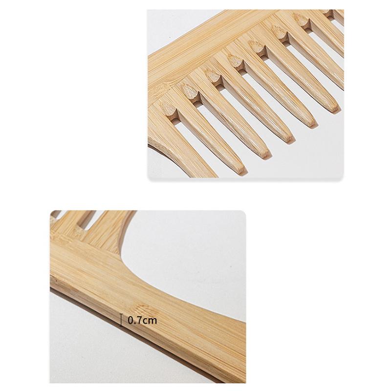 1Pcs Natural Bamboo Wooden Hair Comb Anti-Static Afro Fork Combs For Women Round Wide Tooth Wood Comb