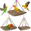 Woven Bird Hammock Woven Grass Bird Hammock Toy Adjustable Chain Ring Comfortable Rocking Toy Bird Accessories For Parrot & Bird
