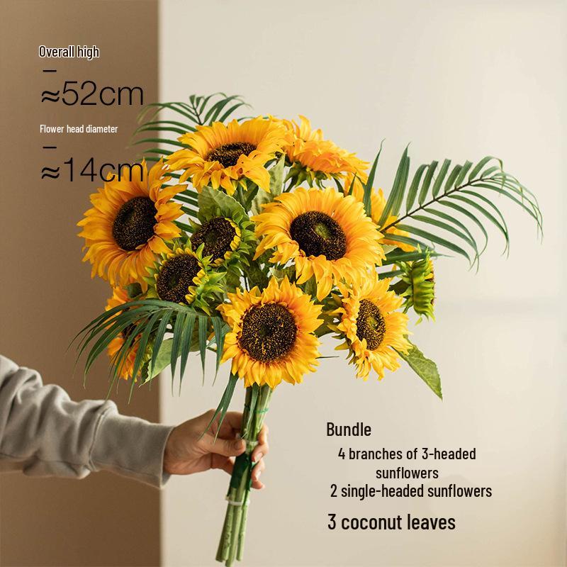 Sunflower Silk Flower Arrangement: Artificial Dried Flowers for Living Room, Dining Table, and Photo Props