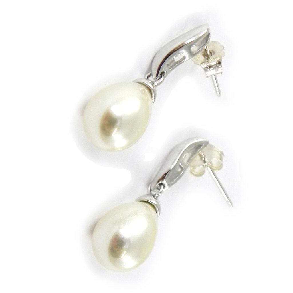 Les Trésors De Lily [D7243] - Boucles Argent 'Perles Calligraphie' ivoire argenté (rhodié) - 23 mm