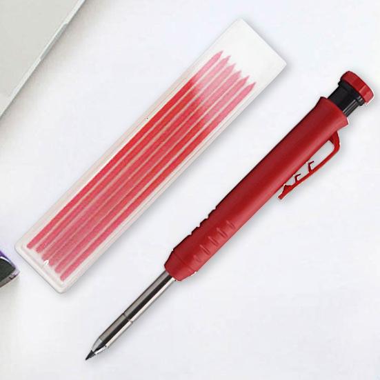 2.8mm Solid Carpenter Pencil Built-in Sharpener Scratch-resistant Graphite Manual Operation Woodworking Marking Pencil for Construction