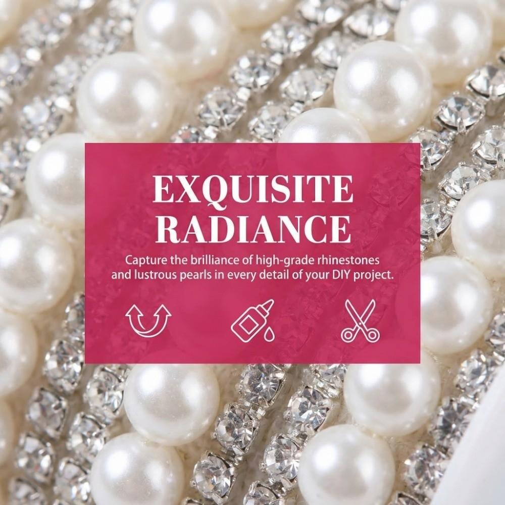 Craft Accessory 3 Yards Self Adhesive Pearl Chain Shiny DIY Decoration Rhinestone Strip Flexible Pearl Sticker Garment Supply
