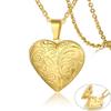 Collane Ciondolo Medaglione Cuore Ovale Floreale Delicato per Donna, Acciaio Inossidabile Cornice Foto Promessa Amore Ricordo Regalo